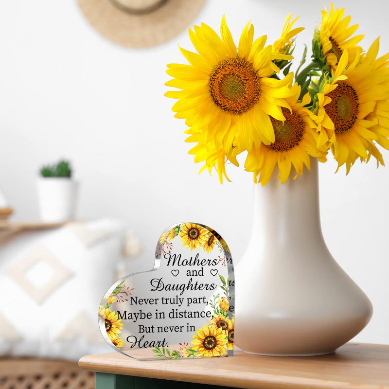 Jetec Gift for Mom from Daughter Son Christmas Acrylic Heart Shaped Block for Moms Bonus Heart Plaque Sign for Grateful MotherS Day Birthday Thanksgiving Gift Ideas(Mother and Daughter) - Image 3