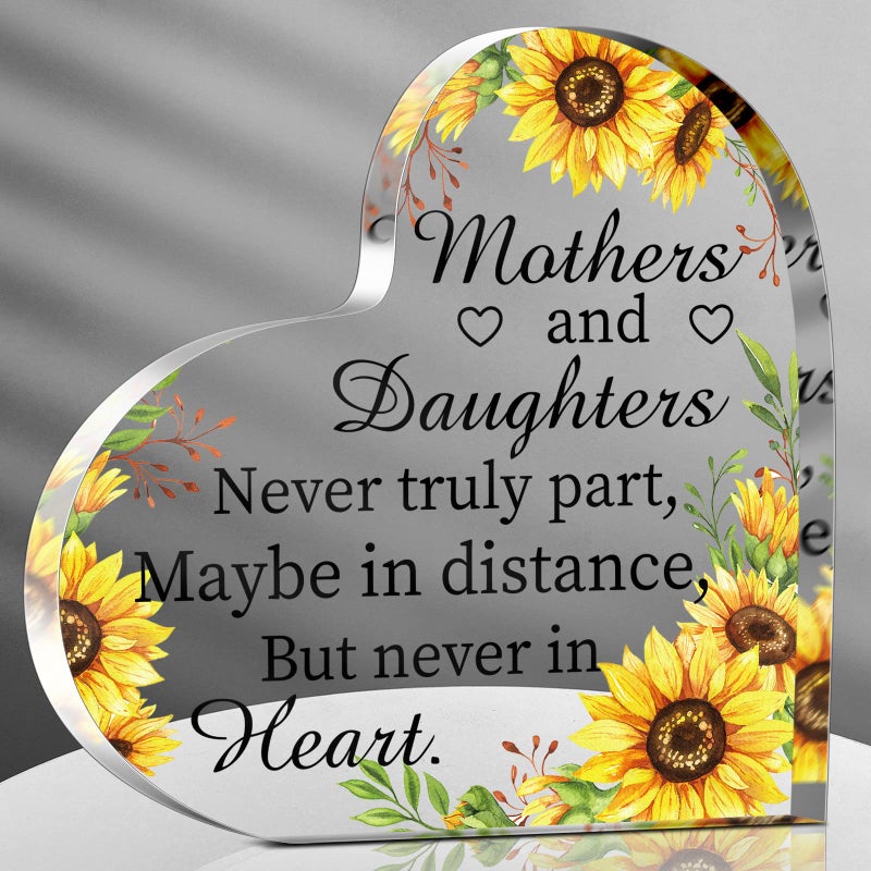 Jetec Gift for Mom from Daughter Son Christmas Acrylic Heart Shaped Block for Moms Bonus Heart Plaque Sign for Grateful MotherS Day Birthday Thanksgiving Gift Ideas(Mother and Daughter) - Image 1