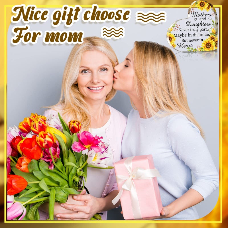 Jetec Gift for Mom from Daughter Son Christmas Acrylic Heart Shaped Block for Moms Bonus Heart Plaque Sign for Grateful MotherS Day Birthday Thanksgiving Gift Ideas(Mother and Daughter) - Image 5
