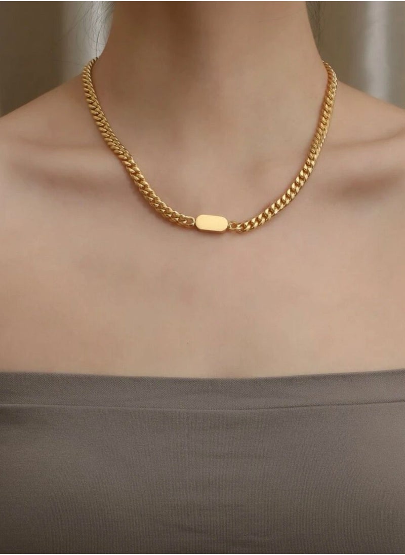NOON'S UP - Elegant Stainless Steel Gold Plated Choker Necklace For Women - Image 1