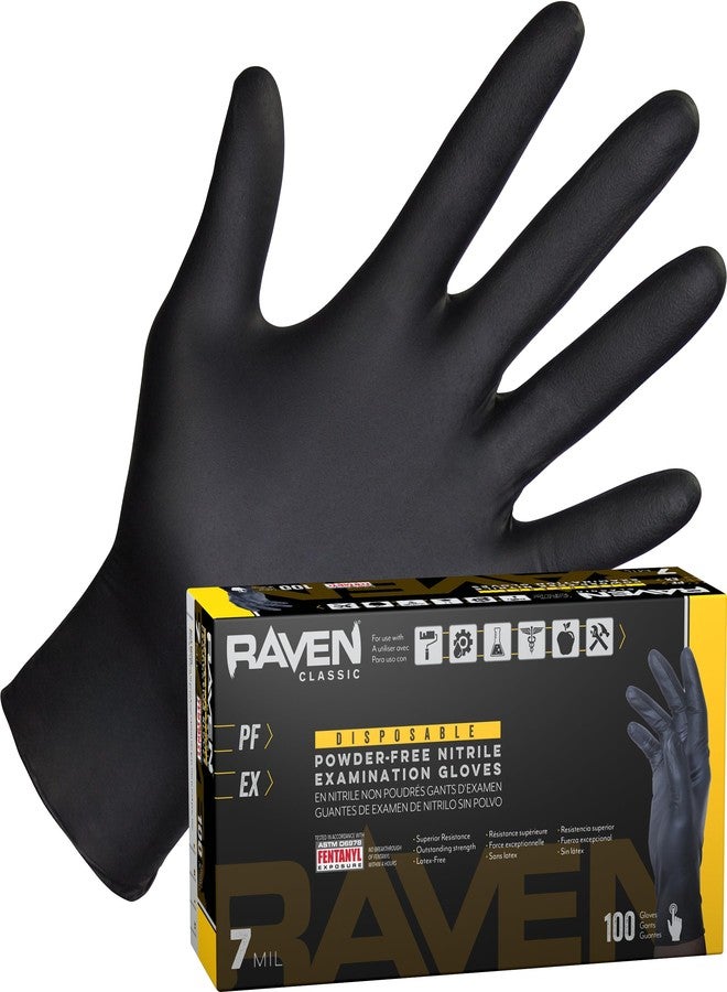 SAS Raven Powder Free Nitrile Disposable Gloves 7 Mil - XL Latex Free, Chemical + Puncture Resistant, Textured Grip, Single Use for Automotive, Industrial, Janitorial, MRO, Food Service 66519 - Image 1