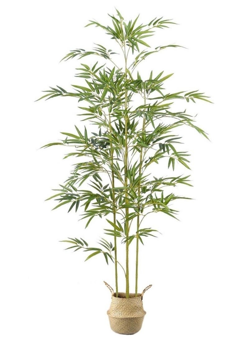 JOGAMS 120cm Artificial Tree Fake Plant Pot Artificial Tree Decorative Greenery Belt Realistic Green Bamboo and Plastic Pot Home Decor Office Indoor Outdoor Balcony Living Room  - Image 1