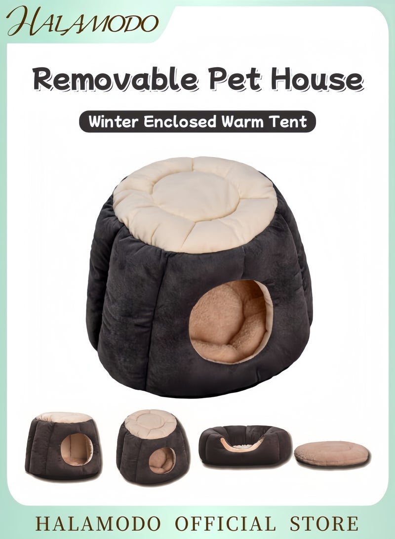 Pet Houses for Small Dogs Warm Indoor Tent Kennel Soft Cave Style Pet Bed Removable and Washable Pet House for Winter All Seasons Pet Nest for Cats and Dogs - Image 1