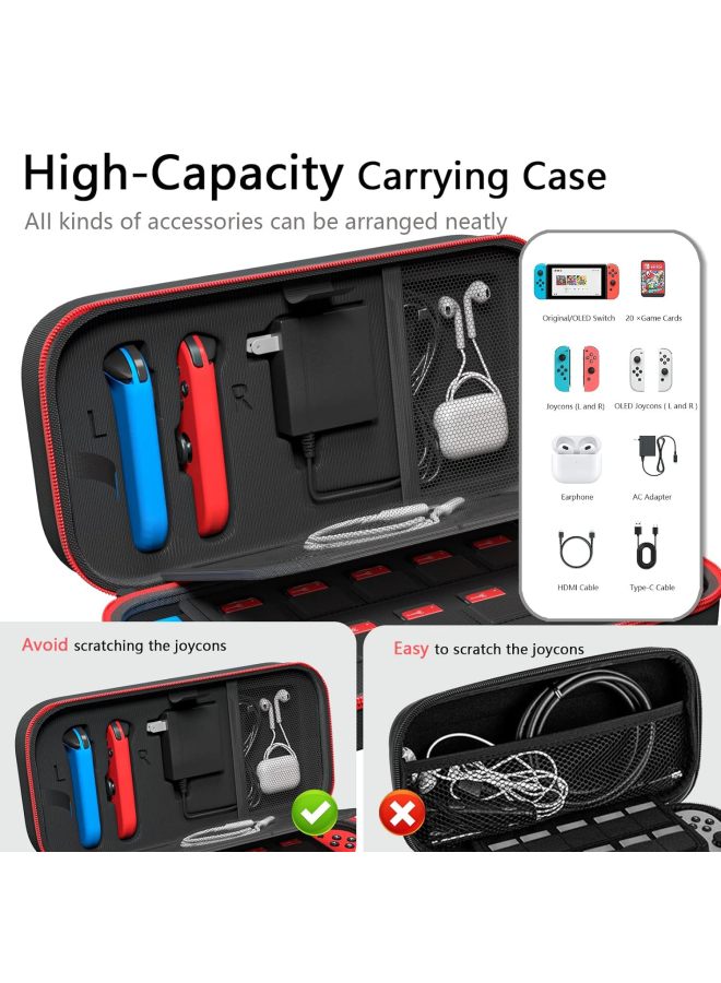 general Suitable For Nintendo Switch Oled Storage Bag Handle Charger Cassette Multifunctional Storage Box Eva Hard Bag-Product Color:Black Body Pink Zipper-Model:Switch/Switch Oled American Standard Chargin - Image 3