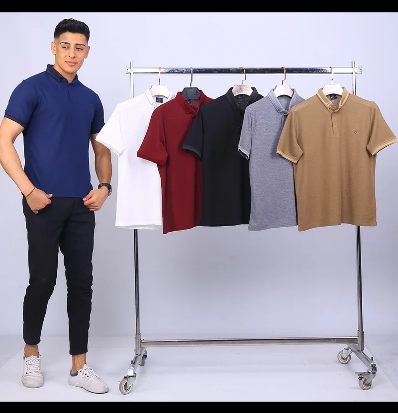 Varetta Men's Dark Blue Regular Cut Polo Neck Men's Knitwear T-Shirt