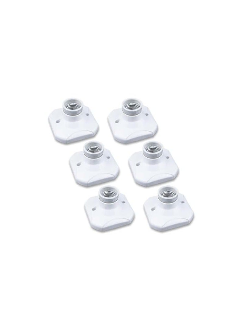 إيروريكس حامل مصباح E27 مكون من 6 قطع، حامل مصباح E27 ببرغي Edison لإضاءة السقف، ومصباح الممر، ومصابيح الشرفة، وإضاءة LED هالوجين، تيار متردد 220-240 فولت (أبيض) - Image 1