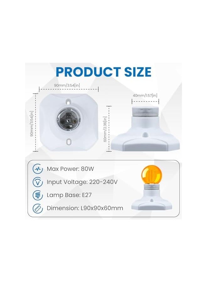 إيروريكس حامل مصباح E27 مكون من 6 قطع، حامل مصباح E27 ببرغي Edison لإضاءة السقف، ومصباح الممر، ومصابيح الشرفة، وإضاءة LED هالوجين، تيار متردد 220-240 فولت (أبيض) - Image 4