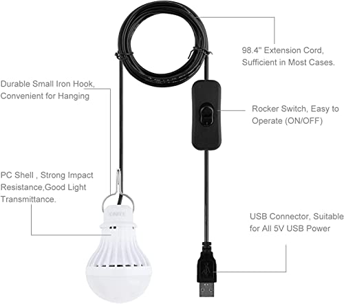 Onite 2-Pack USB LED Light Bulb | 2700K Warm White | Emergency Backup Lighting for Camping, RV, Garage, and Power Outage Preparedness - Image 4