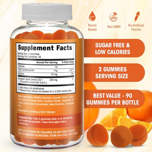 Flamingo Supplements Pumpkin Seed Oil Gummies SugarFree Naturally Flavored Pumpkin Seed Oil for Hair Growth Bladder Urinary Tract Support Young Skin Supplement Vegan Halal Pumpkin Seed Extract 90 Count - Image 5