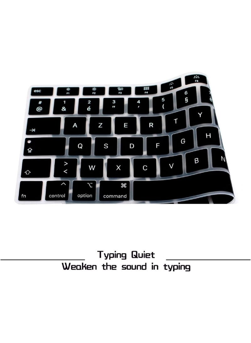 مافانز غطاء لوحة مفاتيح سيليكون بتصميم فرنسي (AZERTY) للإصدارات القديمة من MacBook Pro 13/15" A1278/A1286 وMacbook Retina 13/15" A1425/A1502/A1398 وMacBook Air 13" A1369/A1466"  أسود - Image 5