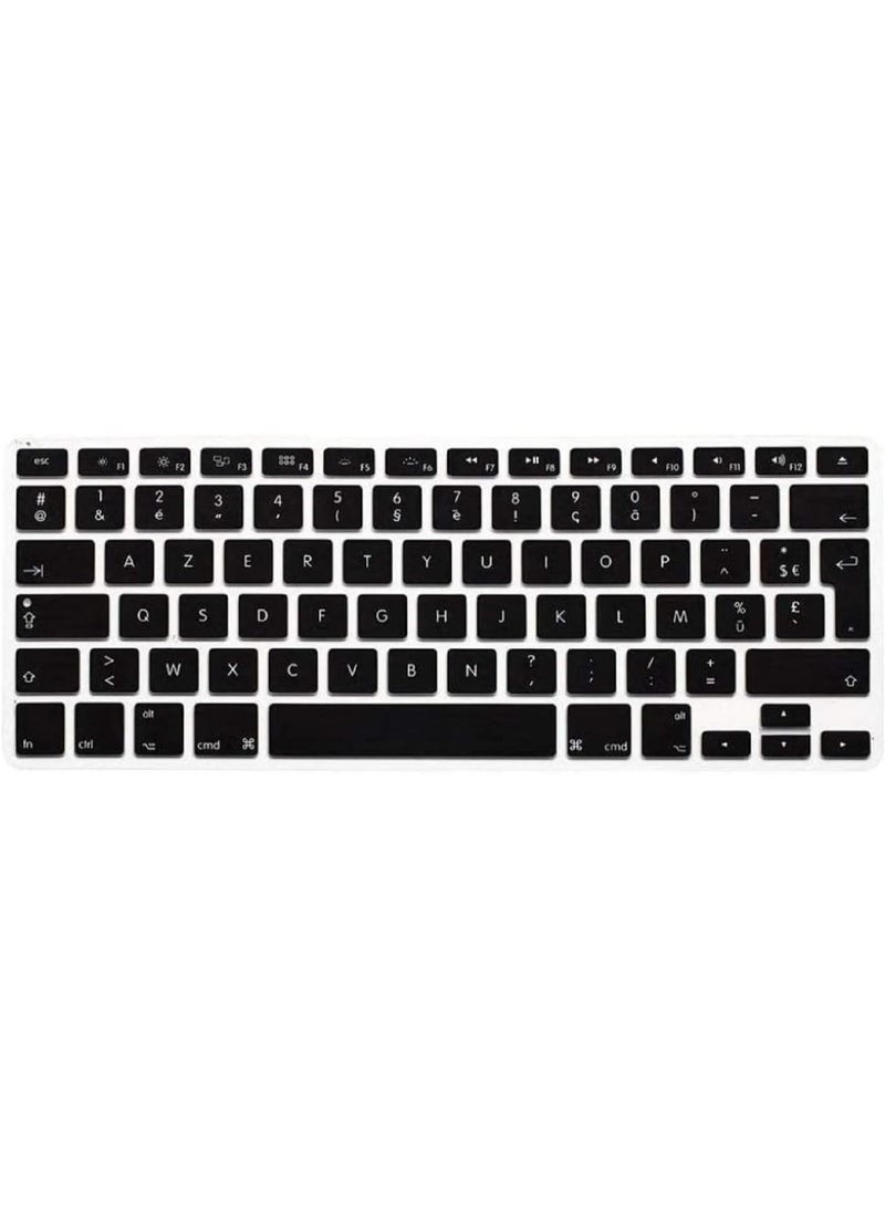 مافانز غطاء لوحة مفاتيح سيليكون بتصميم فرنسي (AZERTY) للإصدارات القديمة من MacBook Pro 13/15" A1278/A1286 وMacbook Retina 13/15" A1425/A1502/A1398 وMacBook Air 13" A1369/A1466"  أسود - Image 1