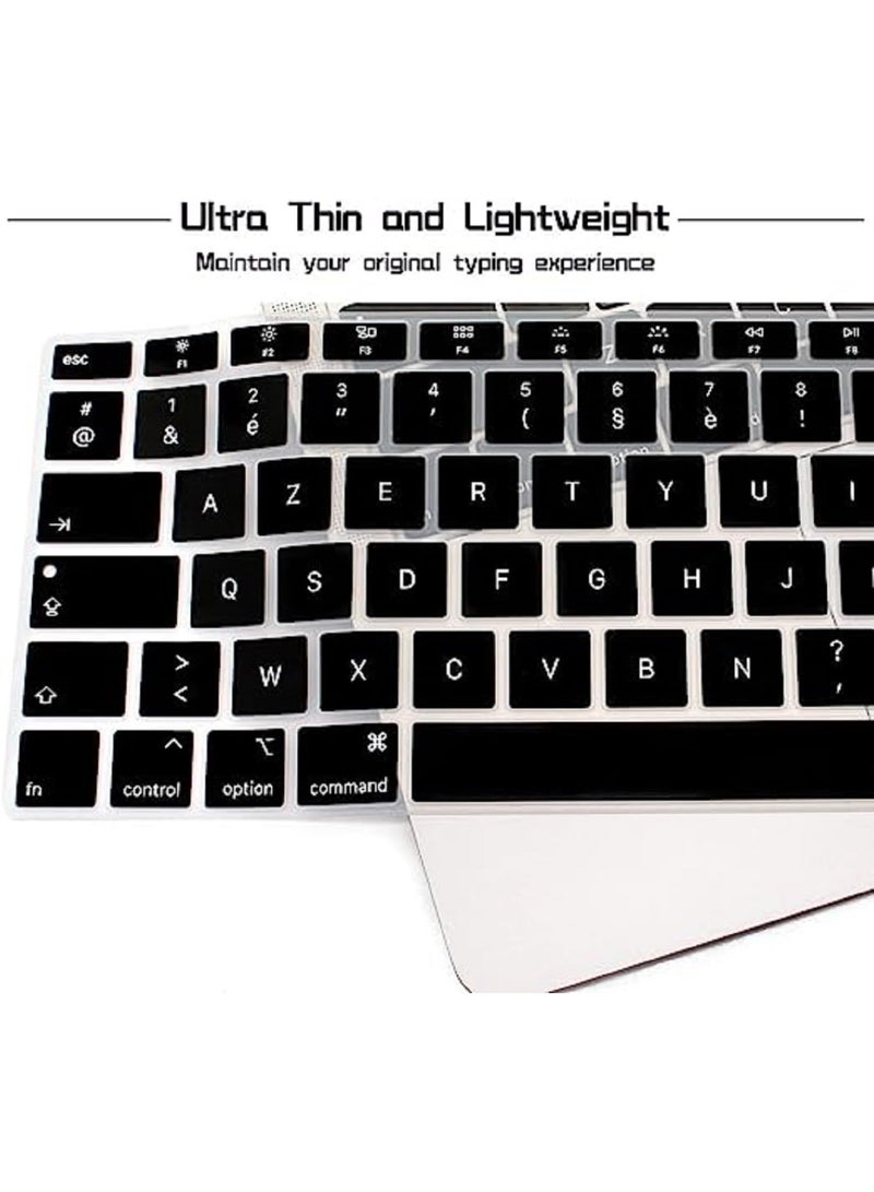 مافانز غطاء لوحة مفاتيح سيليكون بتصميم فرنسي (AZERTY) للإصدارات القديمة من MacBook Pro 13/15" A1278/A1286 وMacbook Retina 13/15" A1425/A1502/A1398 وMacBook Air 13" A1369/A1466"  أسود - Image 4