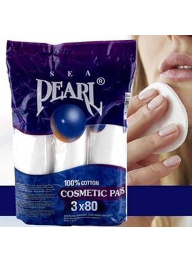 Pearl Cotton Make Up Cosmetic Pads 3 x 80 – Soft Cotton Pads for Makeup Removal & Skincare - Image 1