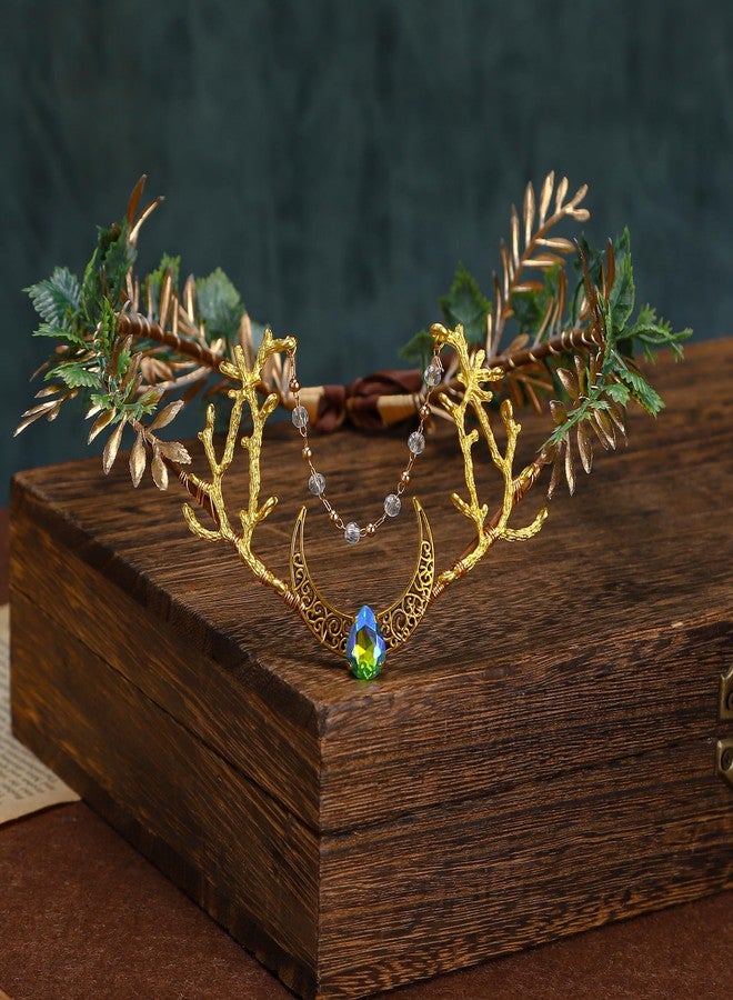 MOSTORY Flower Fairy Crown Headband - Woodland Elf Headpiece Forest Floral Circlet for Renaissance Accessory Women Halloween Cosplay Fairy Aesthic Photo Shoot - Image 3
