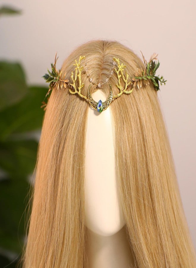 MOSTORY Flower Fairy Crown Headband - Woodland Elf Headpiece Forest Floral Circlet for Renaissance Accessory Women Halloween Cosplay Fairy Aesthic Photo Shoot - Image 2