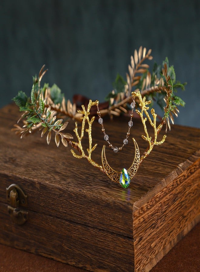 MOSTORY Flower Fairy Crown Headband - Woodland Elf Headpiece Forest Floral Circlet for Renaissance Accessory Women Halloween Cosplay Fairy Aesthic Photo Shoot - Image 4