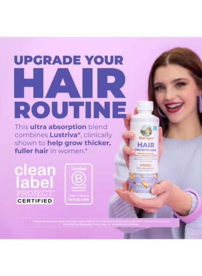 MaryRuth's Organics Women's Hair Growth MAX Liposomal  مع Lustriva® + Biotin 10000mcg + زيت بذور اليقطين  شعر سميك  رعاية الشعر  التجاعيد ، الخطوط الدقيقة ، العناية بالبشرة  أعمار 18 +  15.22 فلور أوز - Image 2