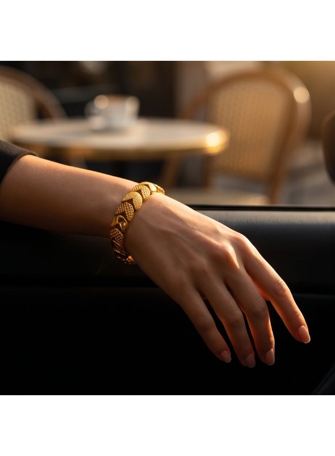 BAFLEH JEWELLERY Luxurious 21K Gold Statement Bracelet Modern Elegance by Bafleh Jewellery. - Image 3