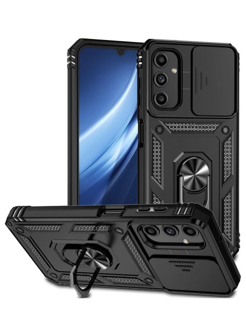 Samsung Galaxy A16 5G Case with Slide Camera Cover,Magnetic Ring Holder Kickstand Protective Phone Case for Galaxy A16 5G 2024,Black