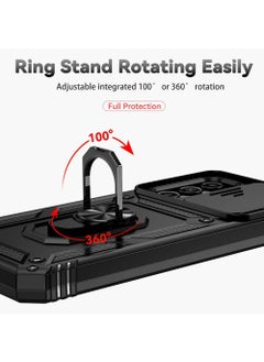 SNBFA Samsung Galaxy A16 5G Case with Slide Camera Cover,Magnetic Ring Holder Kickstand Protective Phone Case for Galaxy A16 5G 2024,Black  - Image 5
