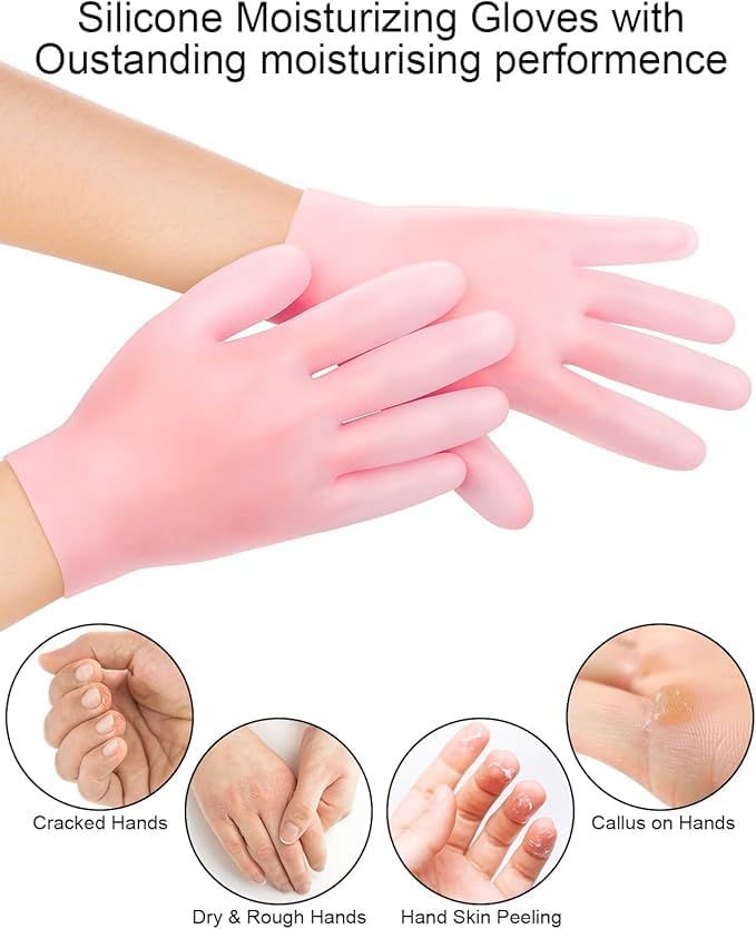 Generic Silicone Moisturizing Socks Gloves 2 Pair for Intensive Hydration Roughness Relief Callus Treatment Hydrating Skin Care for Dry Cracked Hands Feet Suitable for Most Sizes  - Image 3