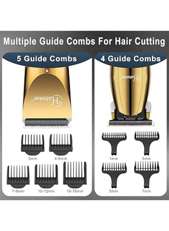 Hatteker Mens Professional Hair Clippers and T-Blade Trimmer Kit Cordless Beard Barber Clipper Hair Cutting Kit Haircut Grooming Kit IPX7 Waterproof (Gold) - Image 4