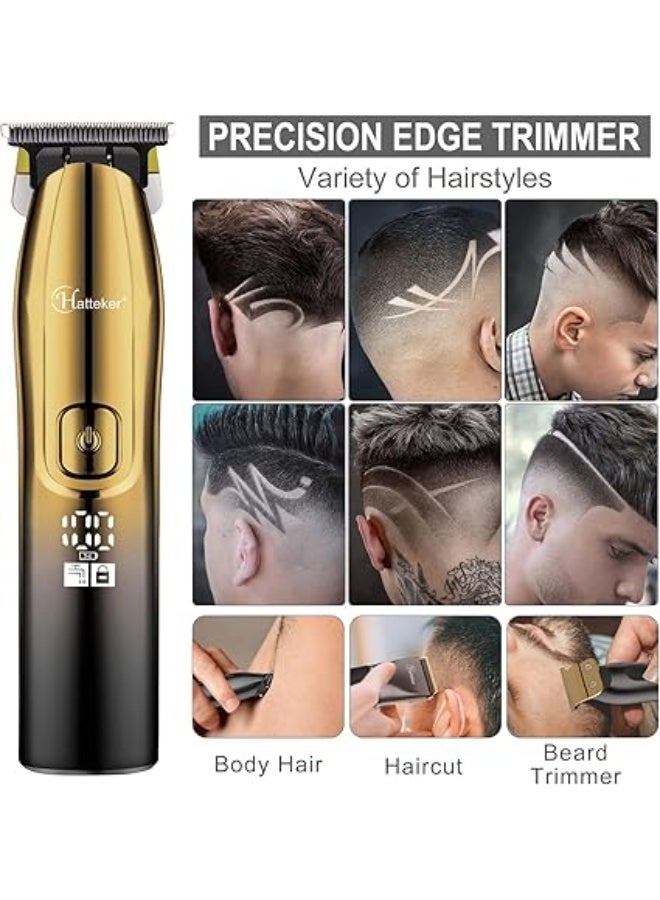 Hatteker Mens Professional Hair Clippers and T-Blade Trimmer Kit Cordless Beard Barber Clipper Hair Cutting Kit Haircut Grooming Kit IPX7 Waterproof (Gold) - Image 2