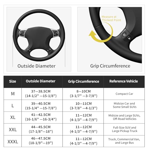 Qiyibei Suede Leather Steering Wheel Cover Wrap Kit - DIY Stitch-On for 14.5-15" Wheels, Superior Sweat Absorption & Non-Slip Grip, Comfortable & Durable Year-Round Upgrade - Image 3