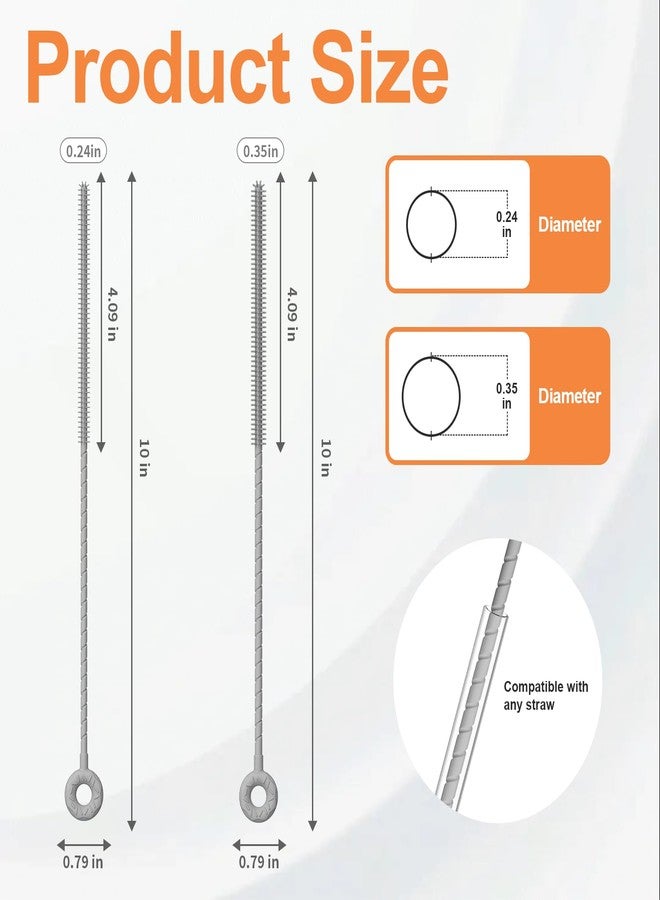 YOTIME Silicone Straw Cleaner Brush, 2 Pcs Reusable Straw Brush(6mm+9mm) for Cleaning Narrow & Wide Straws, Tumblers, Gray - Image 2