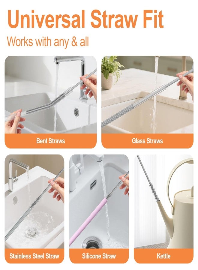 YOTIME Silicone Straw Cleaner Brush, 2 Pcs Reusable Straw Brush(6mm+9mm) for Cleaning Narrow & Wide Straws, Tumblers, Gray - Image 5