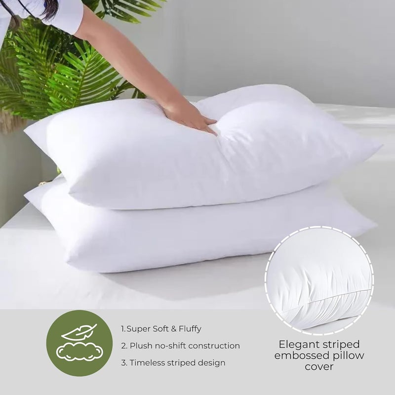 Pro Linen Pro Linen Super Soft Cotton with Microfiber Filled Pillow White Size 45 X 70 Cms Queen Pack of 2 - Image 3