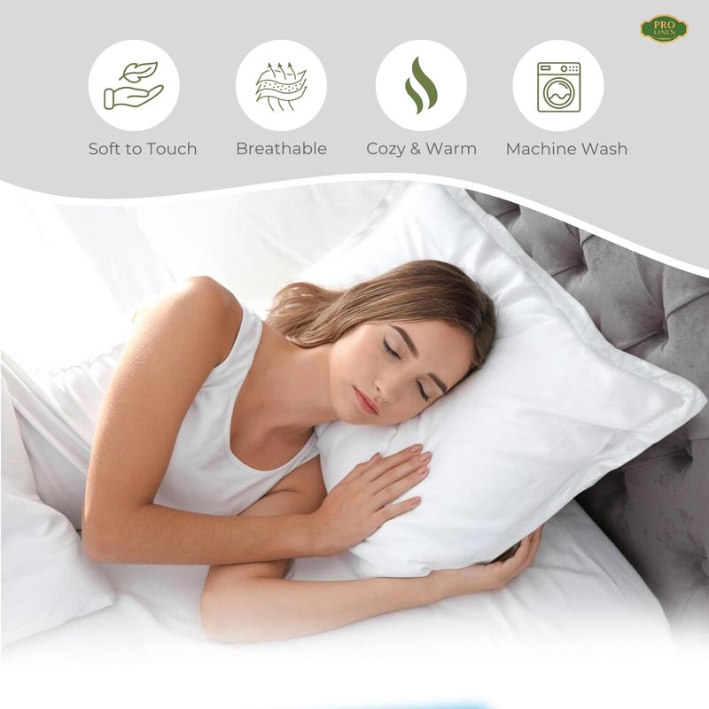Pro Linen Pro Linen Super Soft Cotton with Microfiber Filled Pillow White Size 45 X 70 Cms Queen Pack of 2 - Image 2