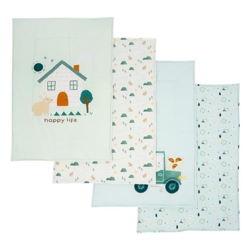Tidy Sleep Baby Changing Mat – Waterproof, Foldable, Padded Diaper Changing Sheets for Newborns & Infants – Pack of 4, Happy Home (65 cm x 45 cm) - Image 1