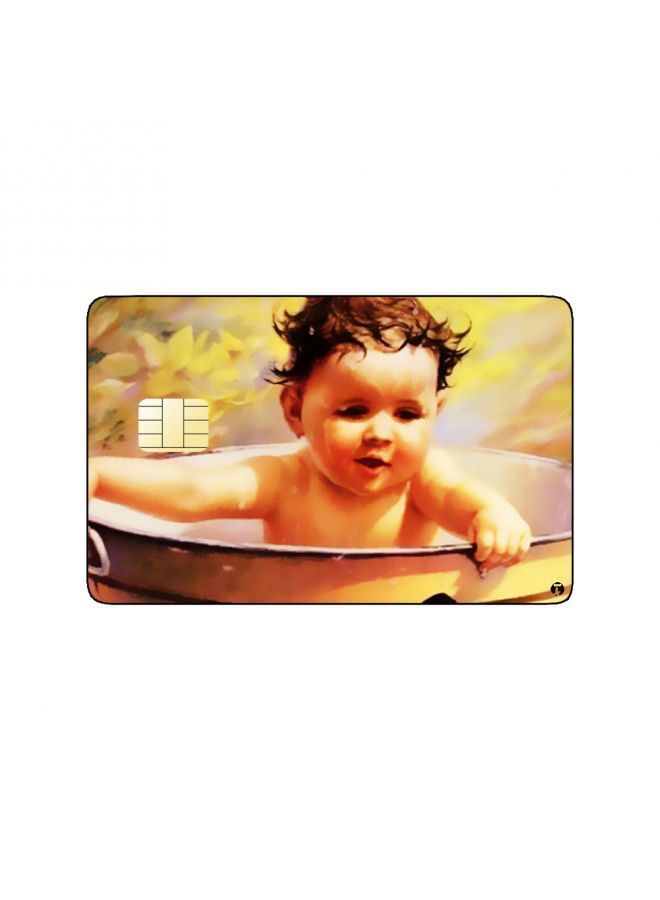 RKN PRINTED BANK CARD STICKER Cute Baby Vintage Art With Puppy - Image 1