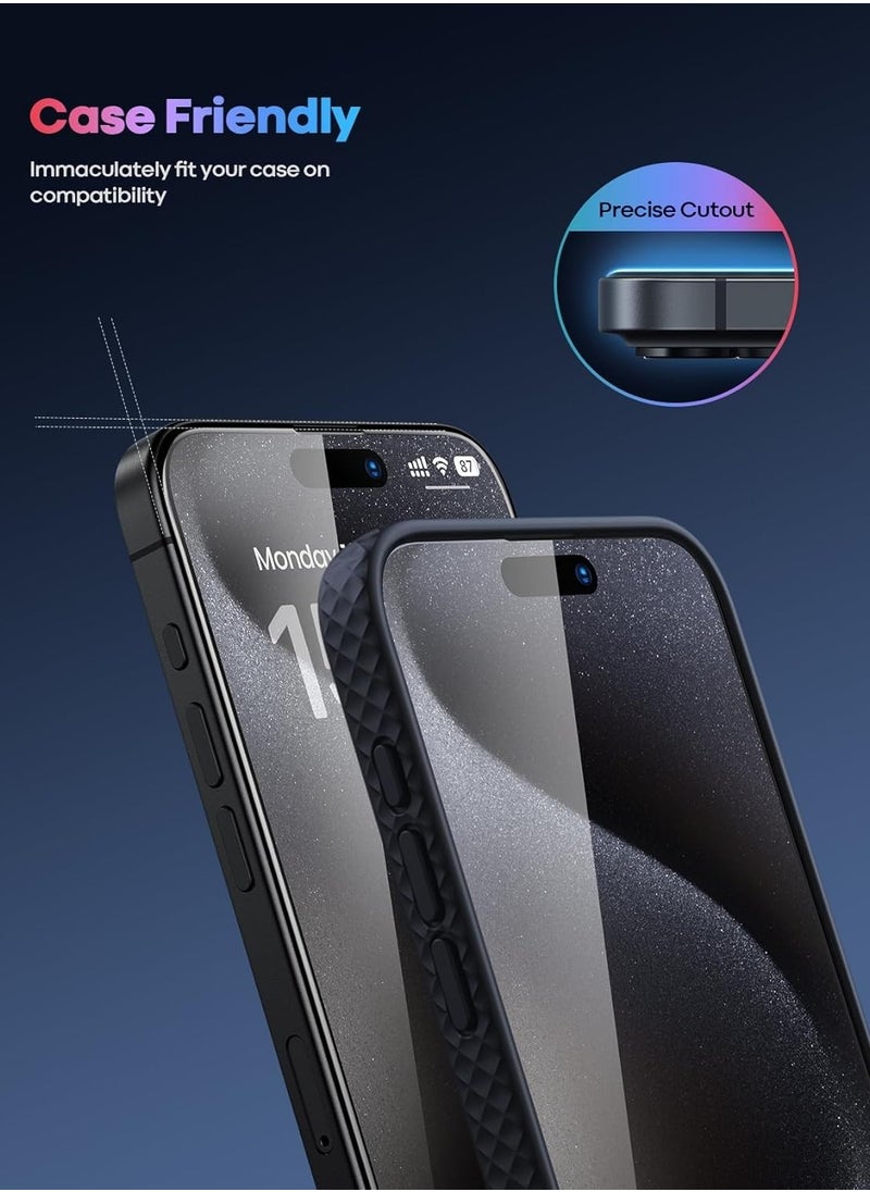 Techie - 2 Pack Apple iPhone 16 Plus Screen Protector, 9H Tempered Gorilla Glass, Easy Install Alignment Frame, Ultra Clear, Bubble-Free, Case-Friendly - Image 1