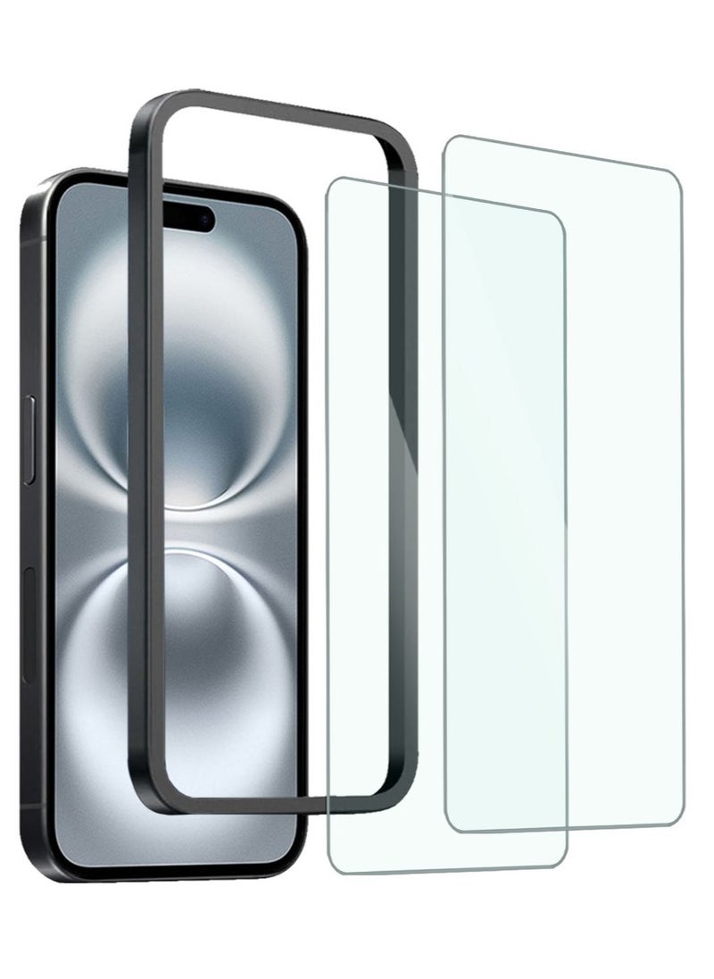 Techie - 2 Pack Apple iPhone 16 Plus Screen Protector, 9H Tempered Gorilla Glass, Easy Install Alignment Frame, Ultra Clear, Bubble-Free, Case-Friendly - Image 1