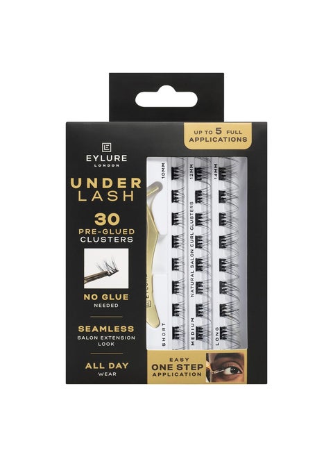 Eylure Underlash Press On Pre-Glued Lash Clusters, 30 Count (Includes Applicator, No Glue Needed, Up to 5 Applications)
