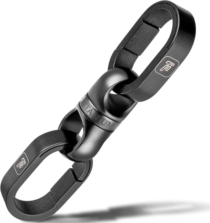 FEGVE Titanium Swivel Key Chain Rings Heavy Duty with 2 Mini Quick Release Keychain Rings, Small Carabiner Key Holder Split Keyring for Connecting Home Keys - Image 1