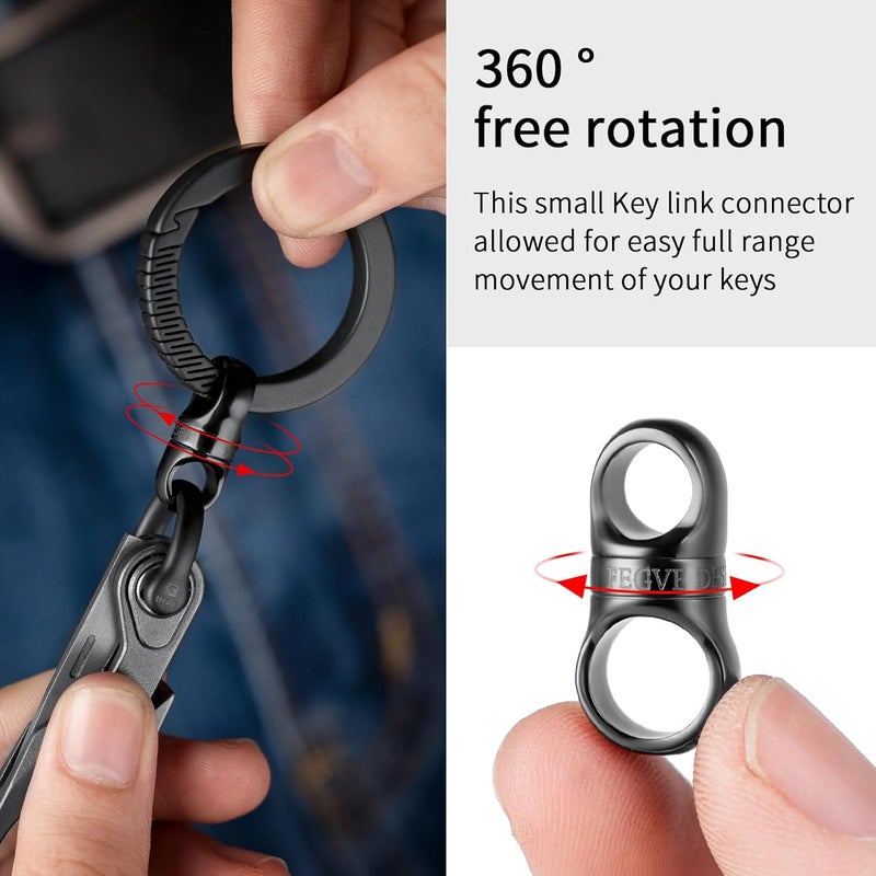 FEGVE Titanium Swivel Key Chain Rings Heavy Duty with 2 Mini Quick Release Keychain Rings, Small Carabiner Key Holder Split Keyring for Connecting Home Keys - Image 5