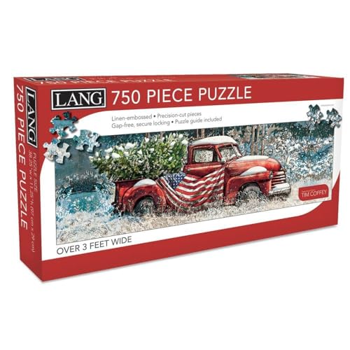 Lang 750 Piece Panoramic Puzzle Flag Truck Artwork by Tim Coffey Linen Finish 3825 x 1125 Completed - Image 1