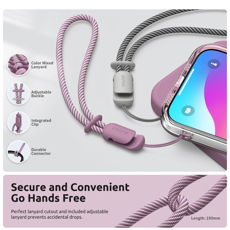 SURPHY Designed for iPhone 15 Case with Screen Protector and Lanyard, Phone Strap and Liquid Silicone Phone Case (Camera Protective & Soft Microfiber Lining) 6.1 inch 2023, Lilac Purple - Image 4
