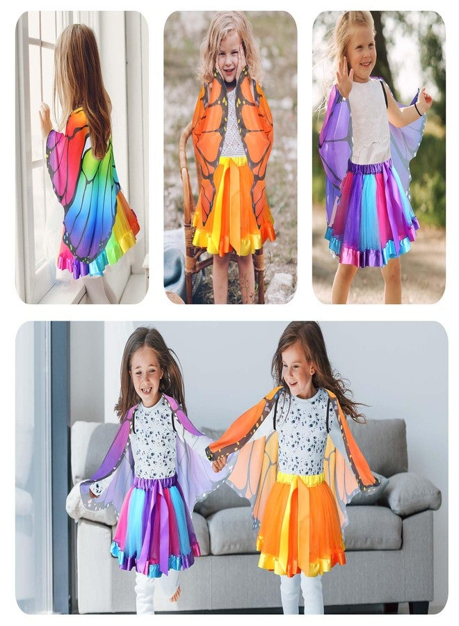 D.Q.Z Kids Fairy Butterfly-Wings Costume for Girls Halloween Butterfly Costumes & Rainbow Tutu Dress Up Party Supplies (Multicolor) - Image 4