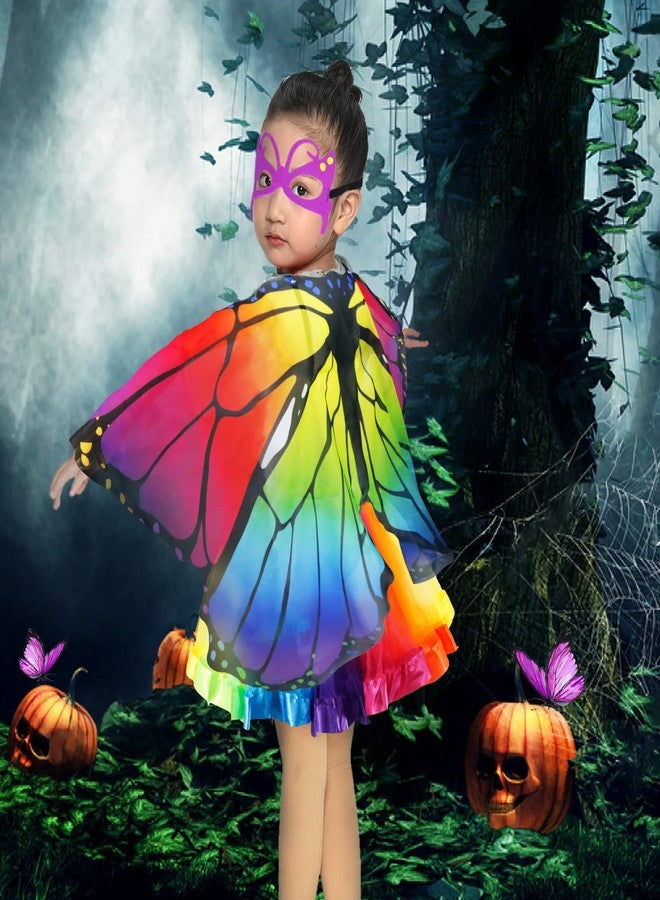 D.Q.Z Kids Fairy Butterfly-Wings Costume for Girls Halloween Butterfly Costumes & Rainbow Tutu Dress Up Party Supplies (Multicolor) - Image 2