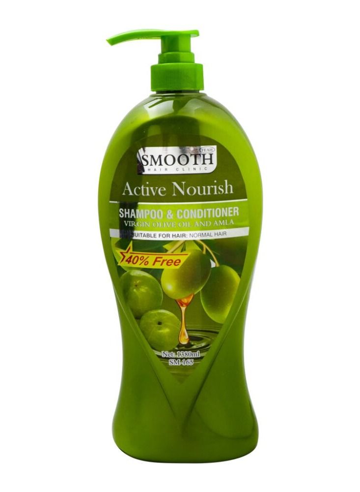 Smooth Sm-165 Virgin Olive Oil and Amla Active and Nourish Hair Shampoo and Conditioner (1380ml) - Image 1