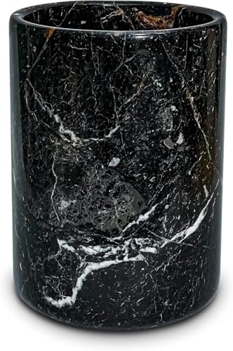 TheWolfard Champagne & Wine Cooler Bucket with Polished Interior – Non-Slip Scratch-Proof Pad, Marble Utensil Holder for Kitchen, Bar & Housewarming Gifts (Black Zebra) - Image 1