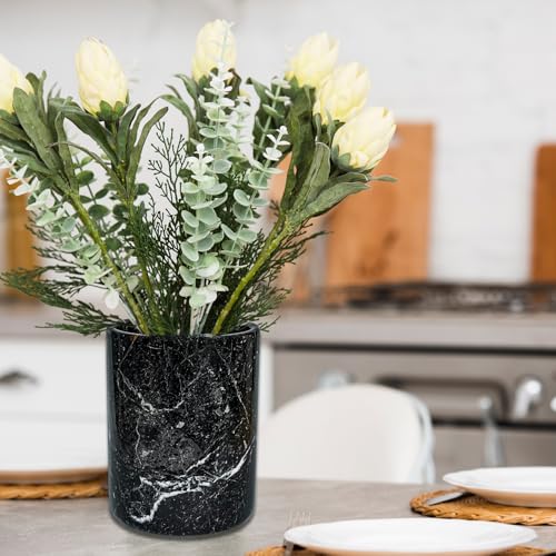 TheWolfard Champagne & Wine Cooler Bucket with Polished Interior – Non-Slip Scratch-Proof Pad, Marble Utensil Holder for Kitchen, Bar & Housewarming Gifts (Black Zebra) - Image 4