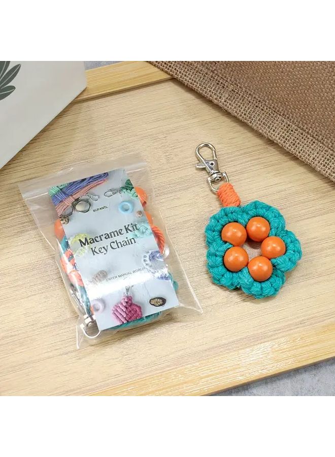 مجموعة ماكرامي للمبتدئين بخيوط الباستا الخضراء DIY حامل هاتف سلسلة مفاتيح حقيبة شنق - Image 3