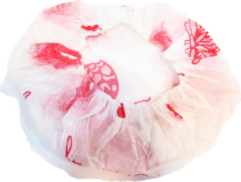 Plastic shower cap 8 pcs white Engraved No.6419