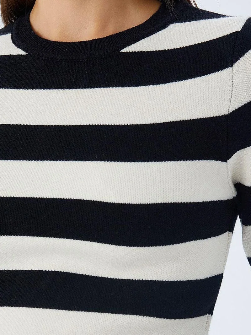 Mixray Black Mixray Striped Knit Sweater for Women | Best Price UAE