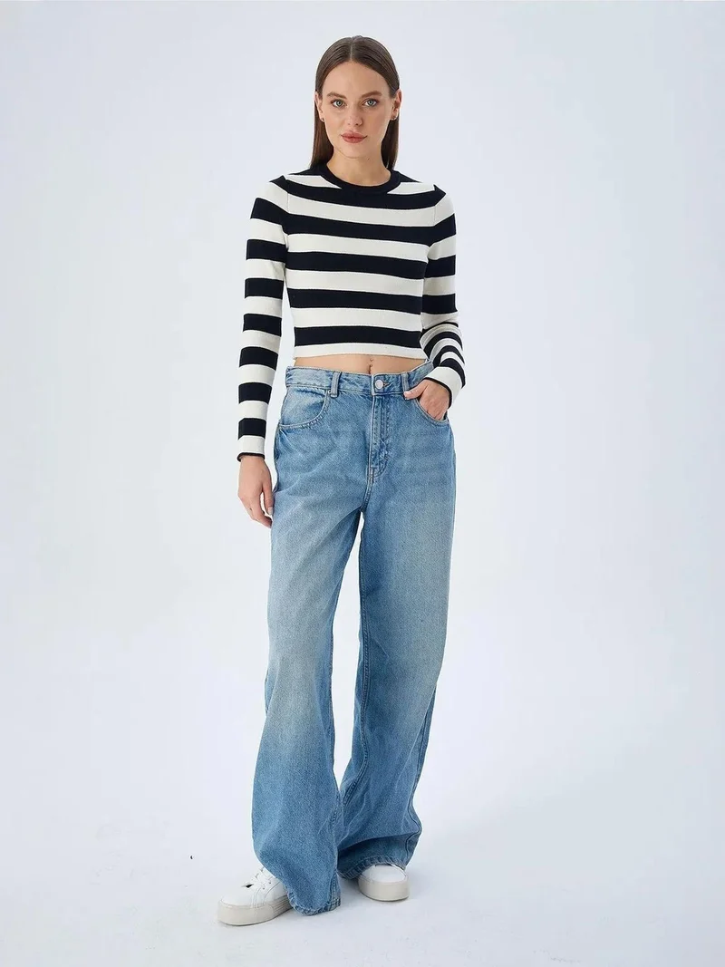 Mixray Black Mixray Striped Knit Sweater for Women | Best Price UAE